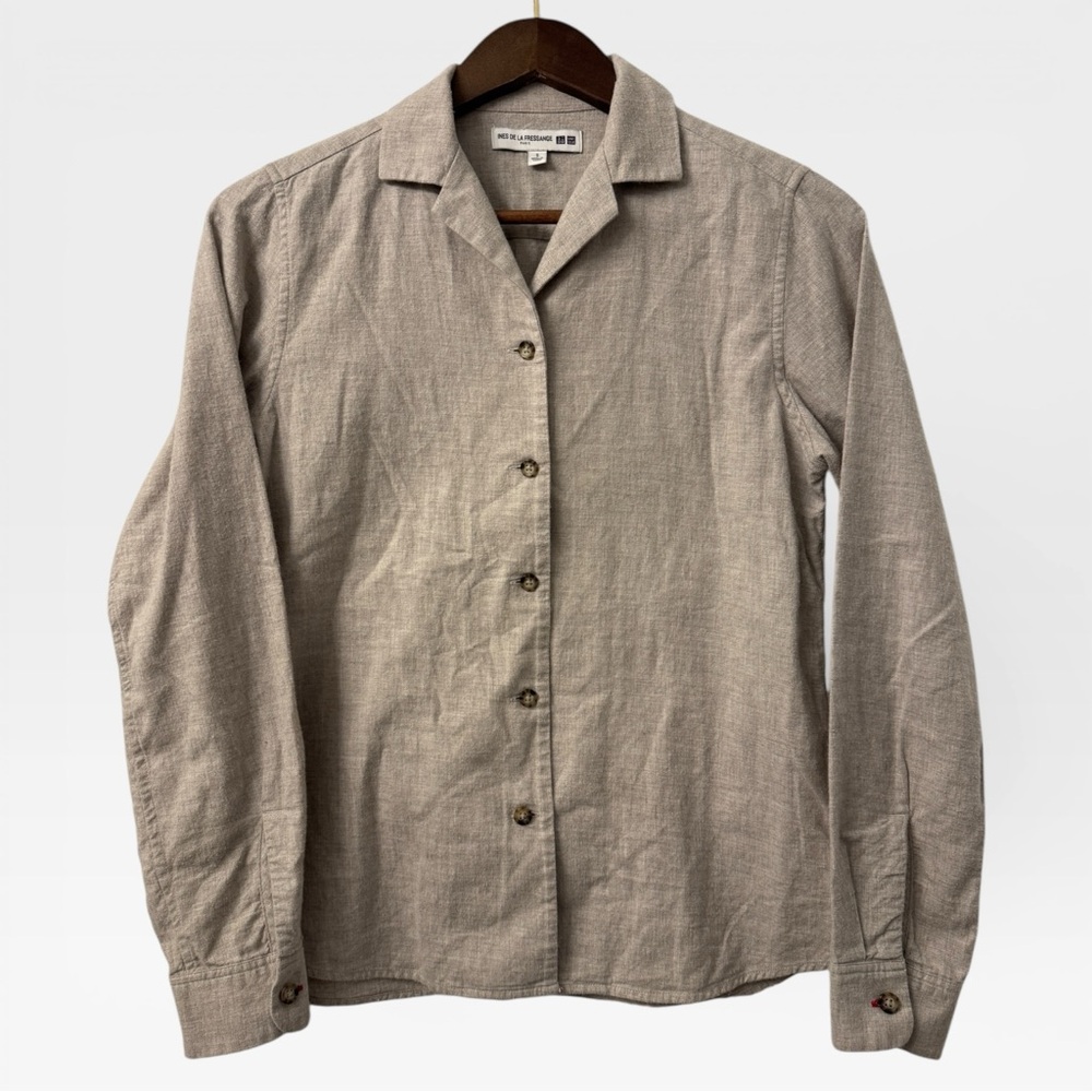 Uniqlo x Ines de la Fressange Cotton Flannel Button-Down Shirt – Oatmeal (S)